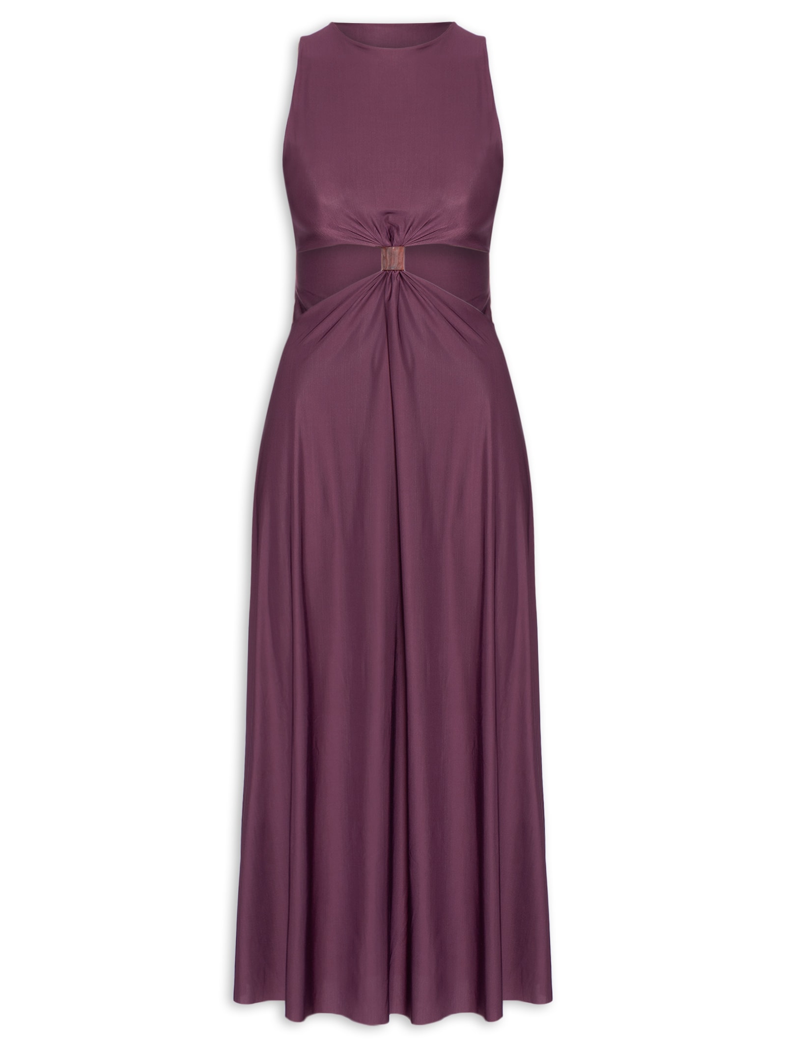 Vestido Midi Liso Roxo Cia Marítima