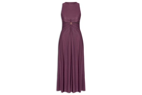 Vestido Midi Liso - Roxo
