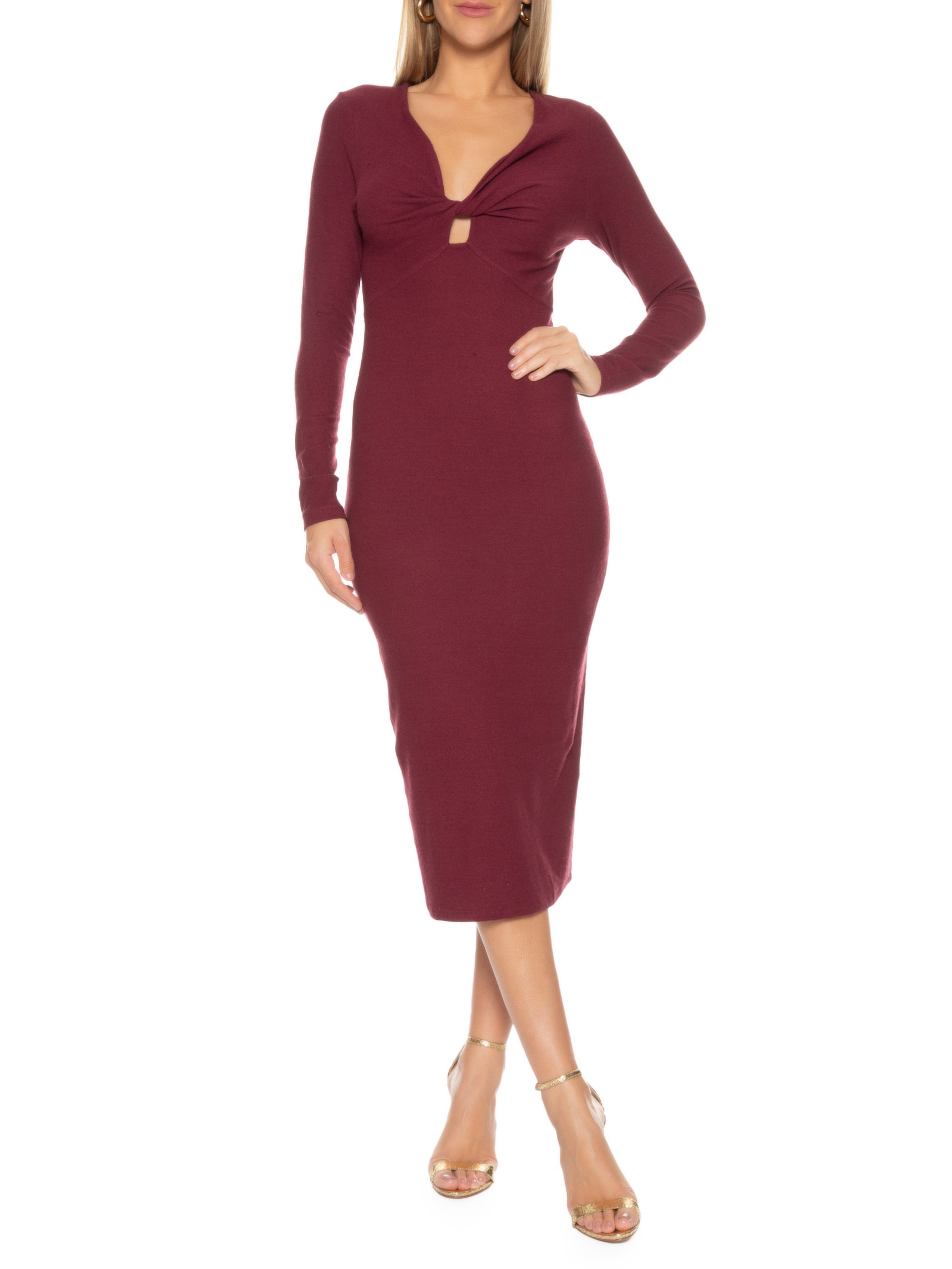 Vestido Midi Liso - Vermelho - OQVestir