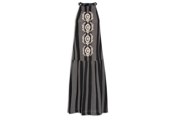 Vestido Midi Listra Bordado Instante - Preto
