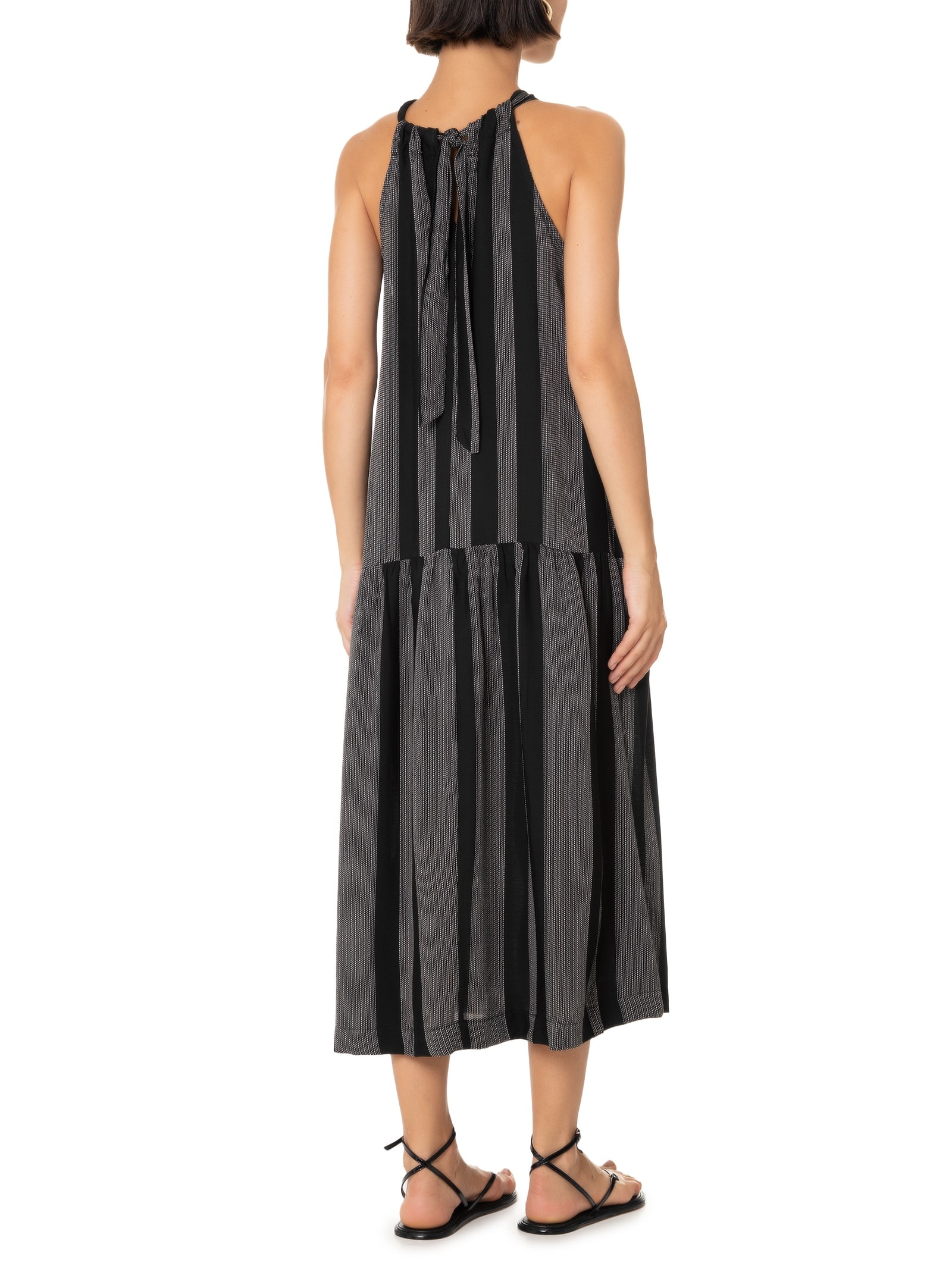 Vestido Midi Listra Bordado Instante Preto Cantão