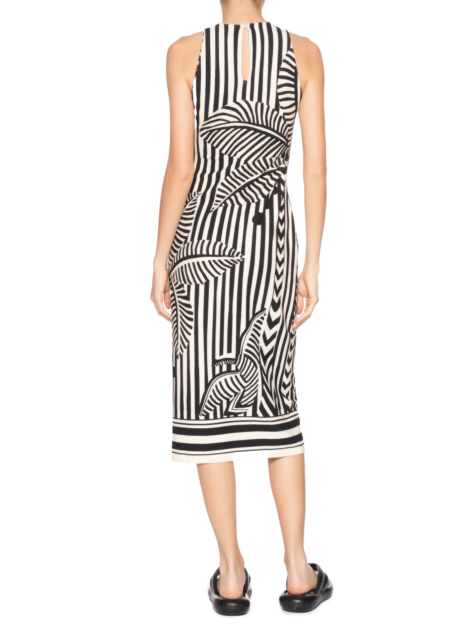 Vestido Midi Listra Tropical Preto Farm