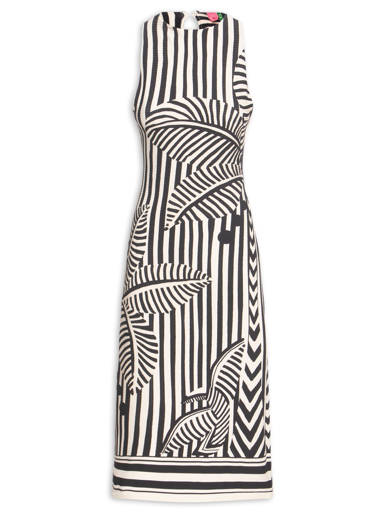 Vestido Midi Listra Tropical Preto Farm