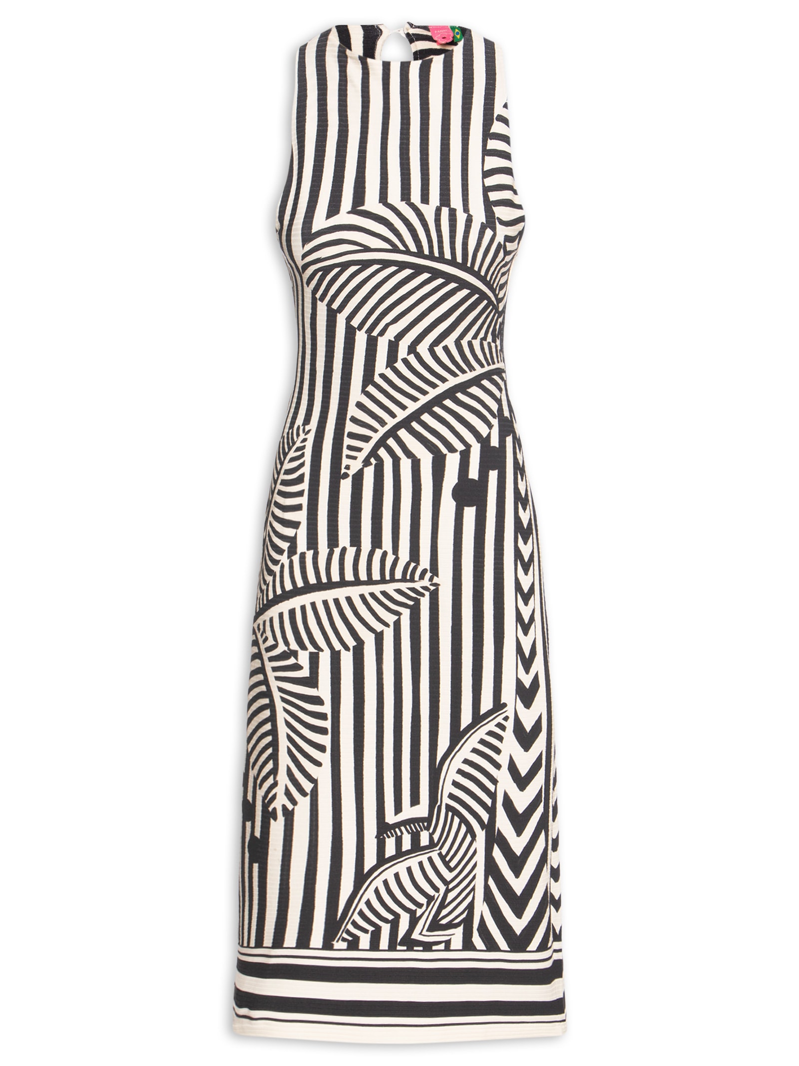 Vestido Midi Listra Tropical Preto Farm