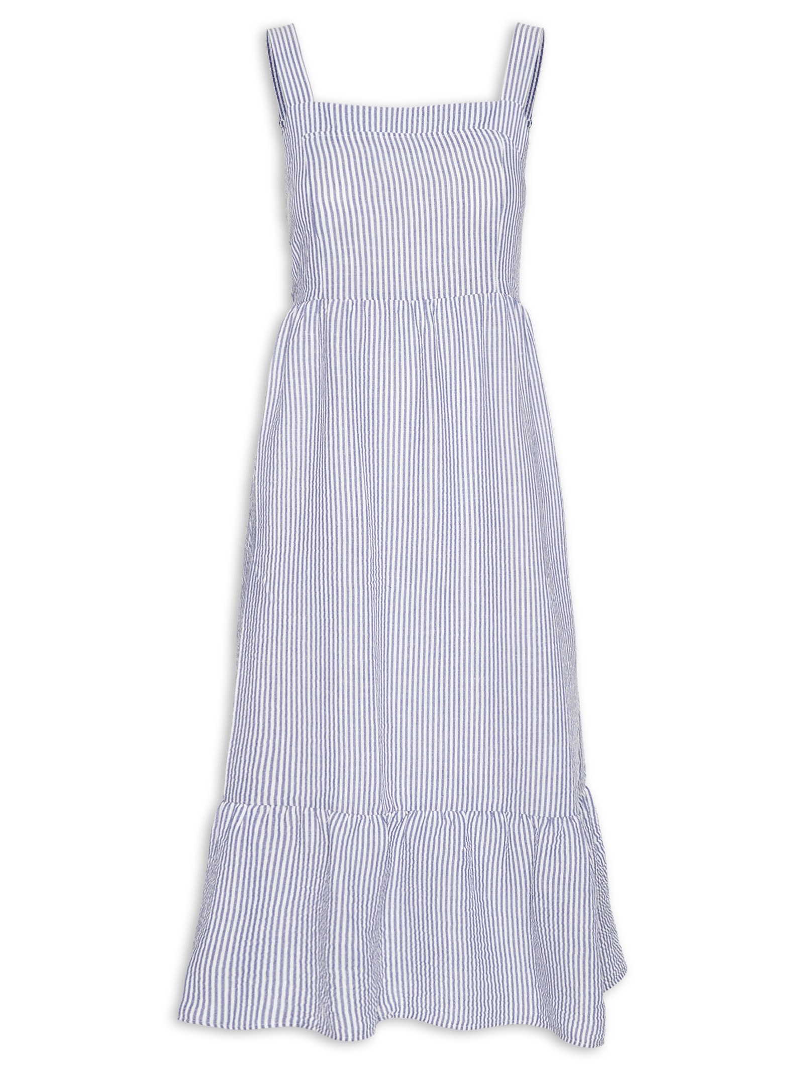 Vestido Midi Listrado Azul Basiq