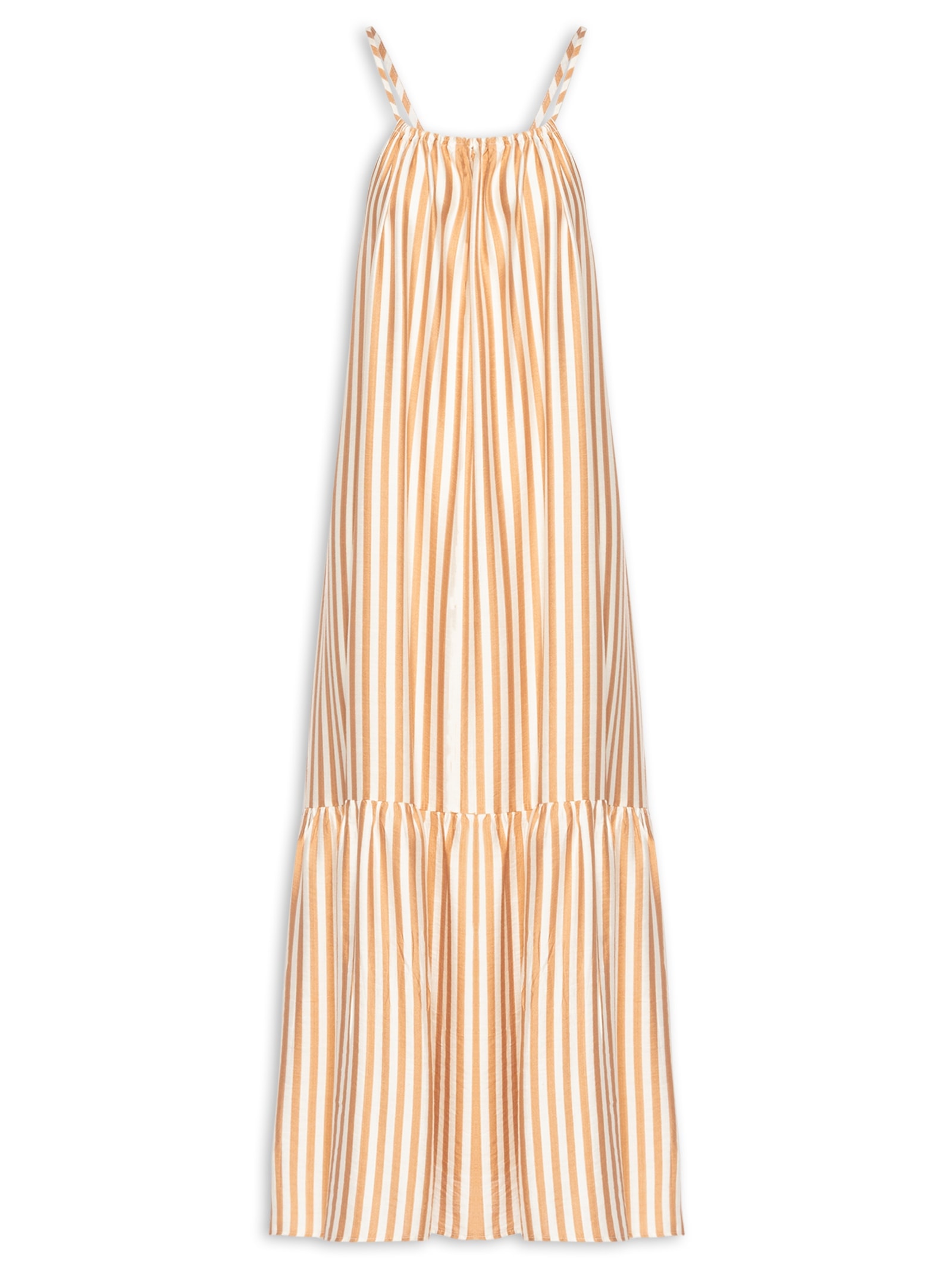Vestido Midi Listrado Bege Market 33