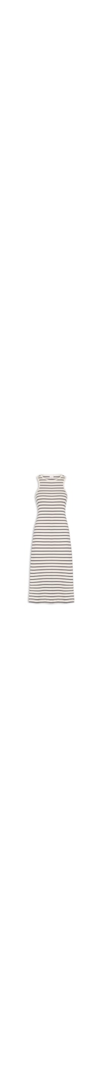 Vestido Midi Listrado Com Fenda - Azul