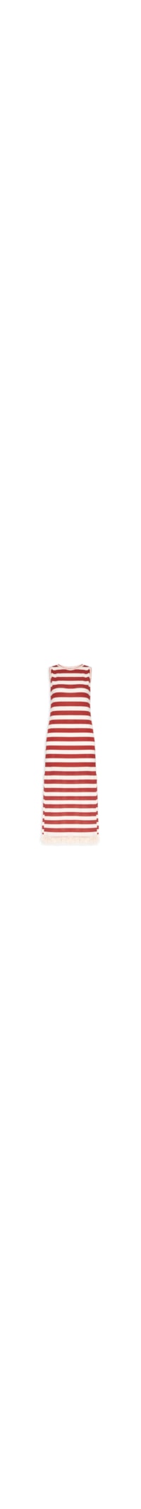 Vestido Midi Listrado Malha Tricot – Vermelho