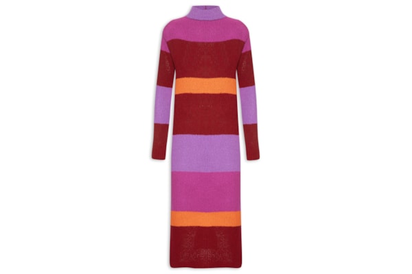 Vestido Midi Listrado Tricot - Roxo