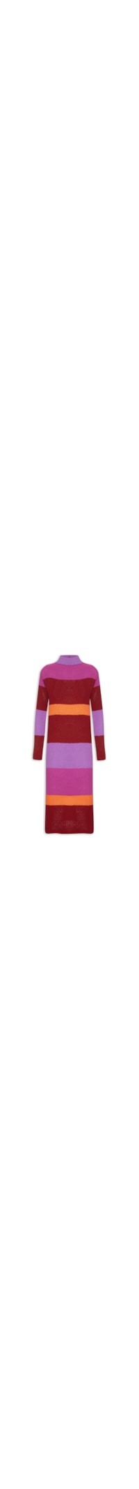 Vestido Midi Listrado Tricot - Roxo