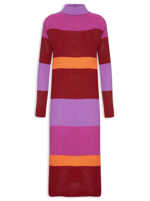 Vestido Midi Listrado Tricot – Roxo