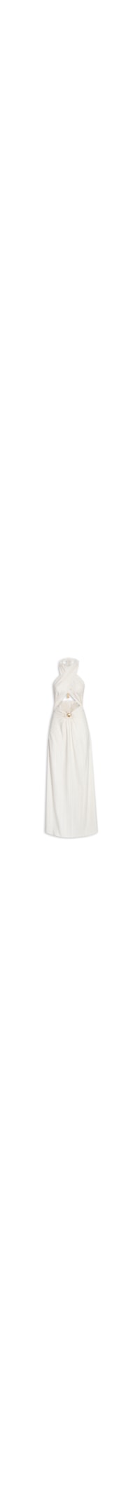 Vestido Midi Lurex Detalhe Concha - Off White