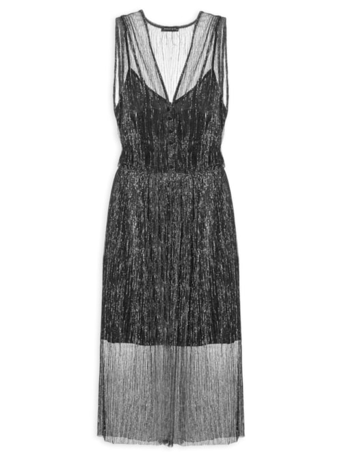 Vestido Midi Luréx – Preto
