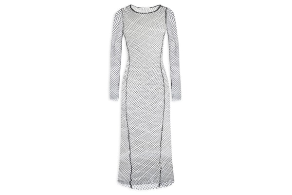 Vestido Midi Malha Metálica - Preto 