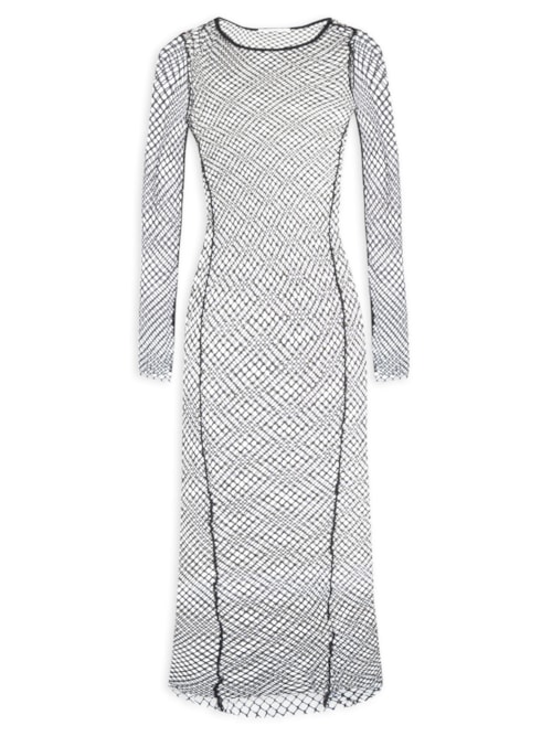 Vestido Midi Malha Metálica – Preto