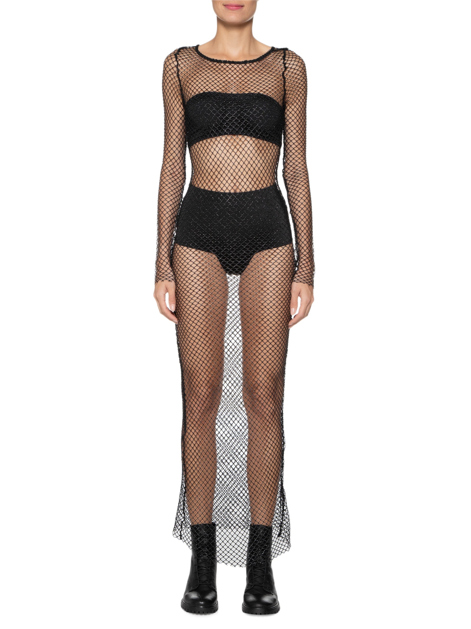 Vestido Midi Malha Metálica Preto  Market 33