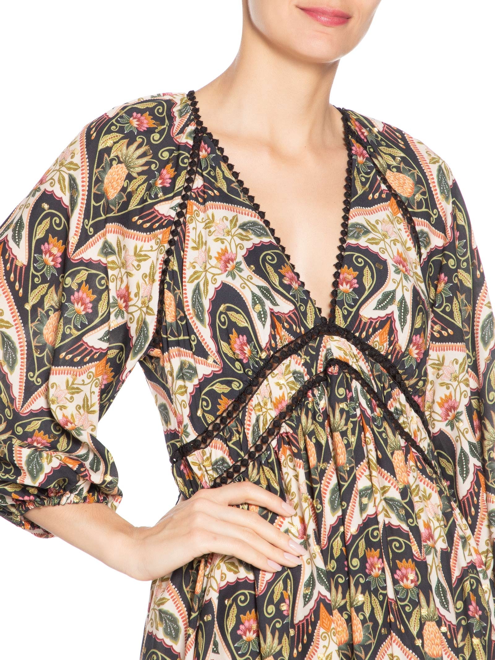 Vestido Midi Manga Andorinha Verde Farm