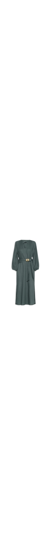 Vestido Midi Manga Bufante Lenço - Verde