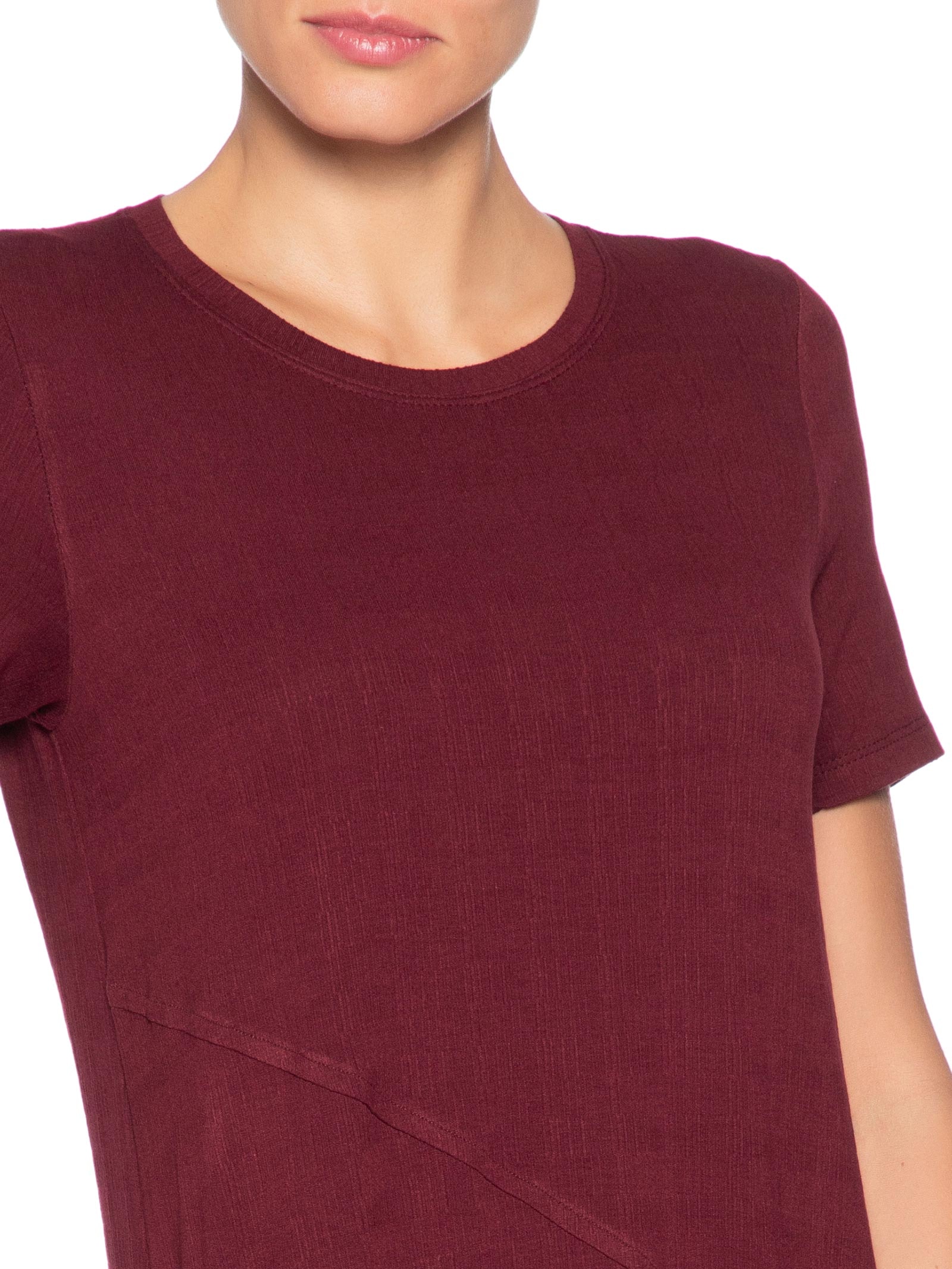 Vestido Midi Manga Curta com Recortes – Vermelho Basiq