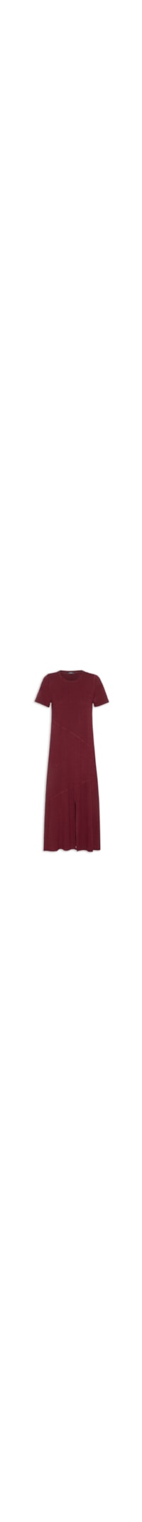 Vestido Midi Manga Curta com Recortes – Vermelho