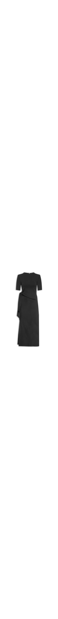 Vestido Midi Manga Curta - Preto