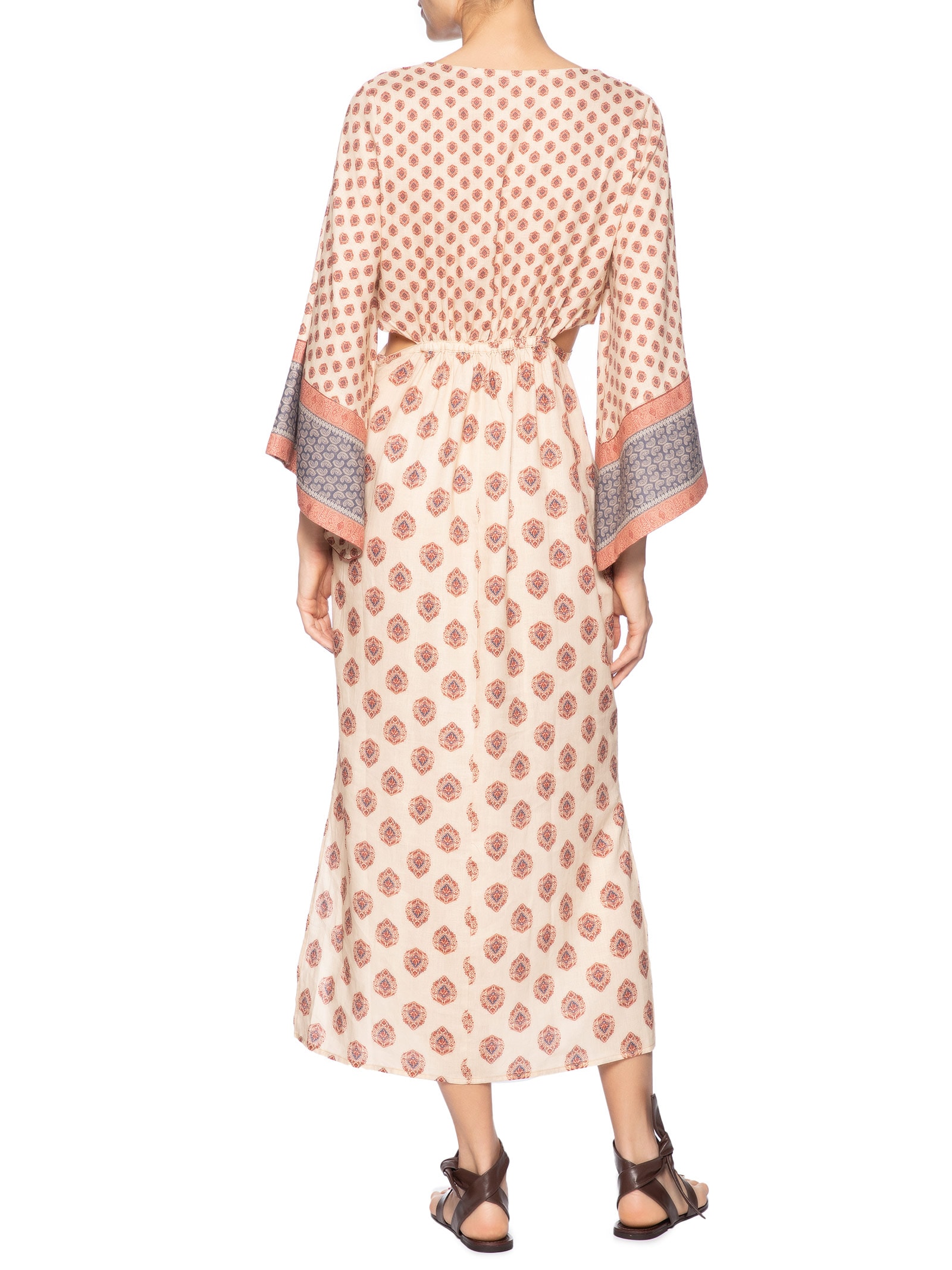 Vestido Midi Manga Estampa Haze Rosa Maria Filó
