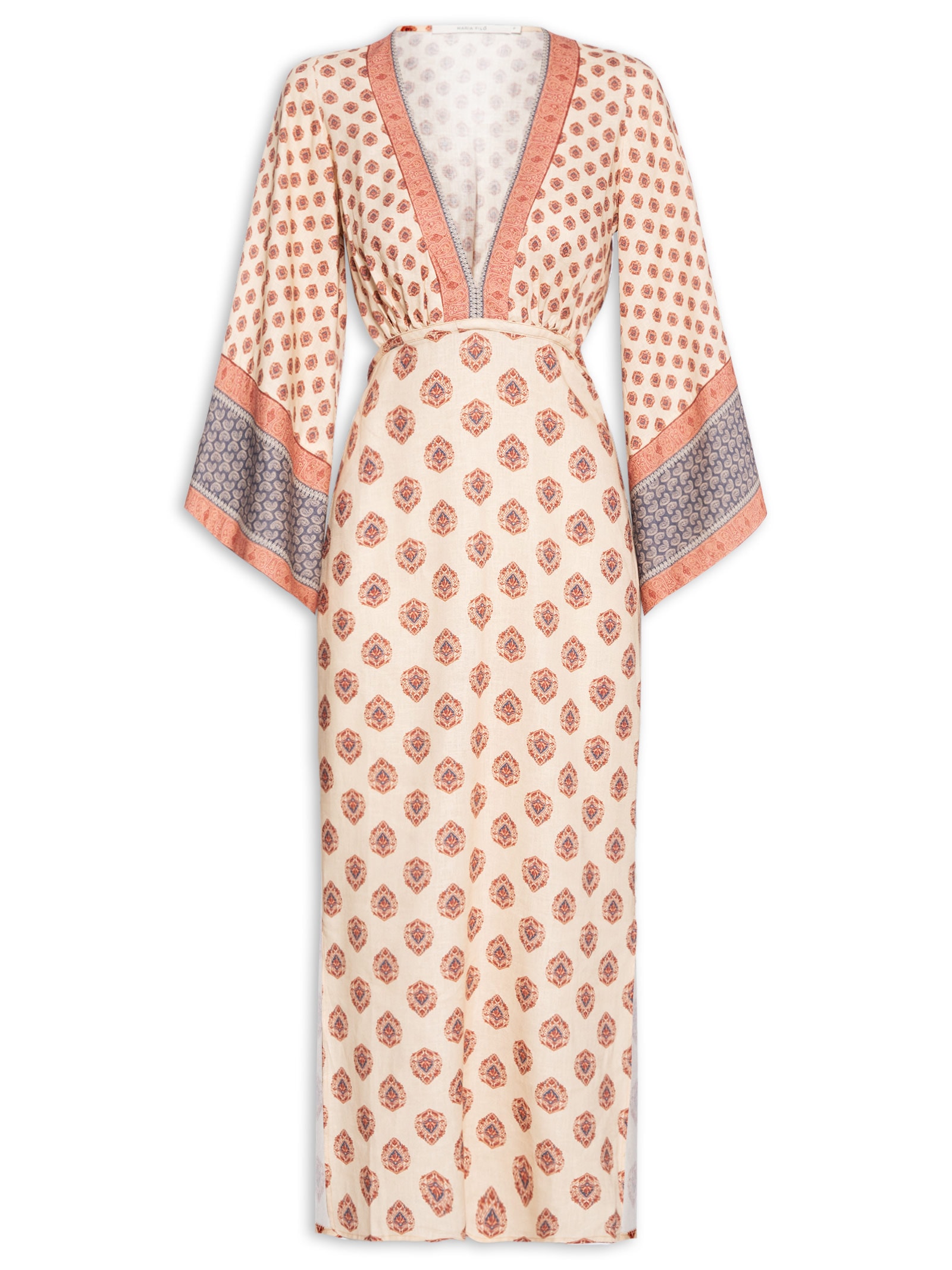 Vestido Midi Manga Estampa Haze Rosa Maria Filó