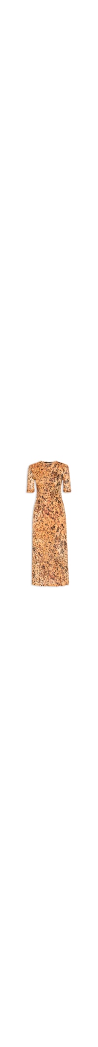 Vestido Midi Manga Franzida - Marrom