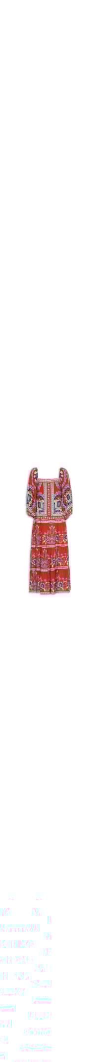 Vestido Midi Manga Lenço Náutico - Vermelho