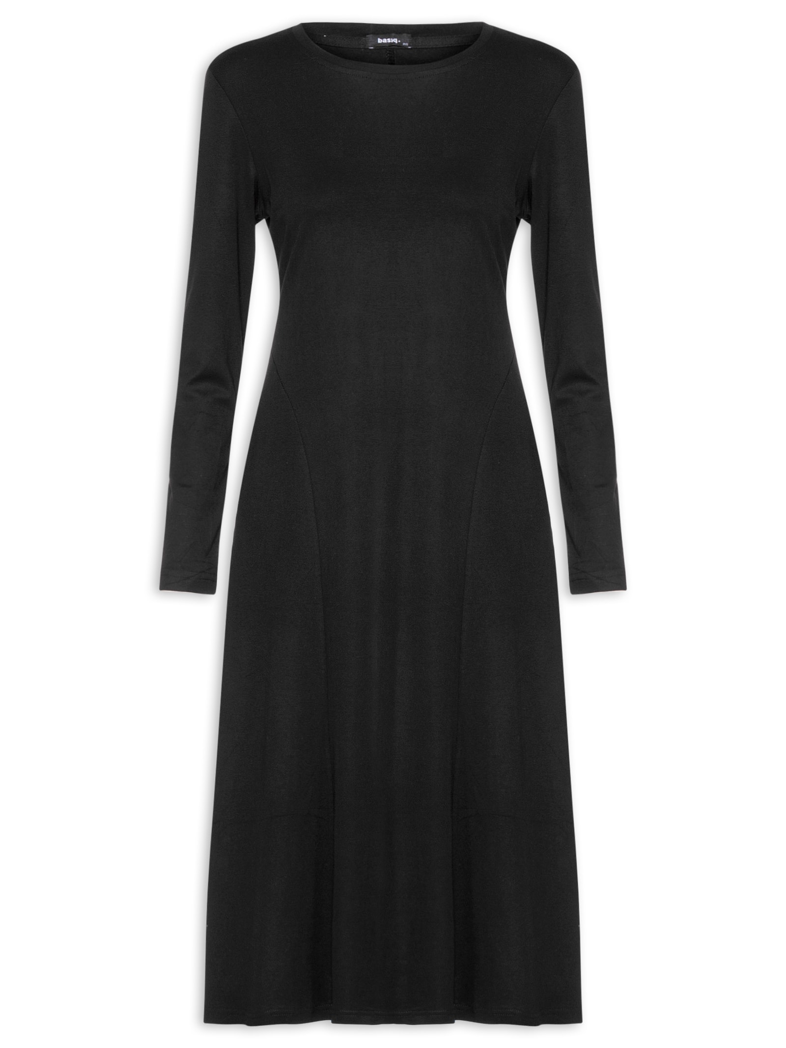 Vestido Midi Manga Longa Preto Basiq