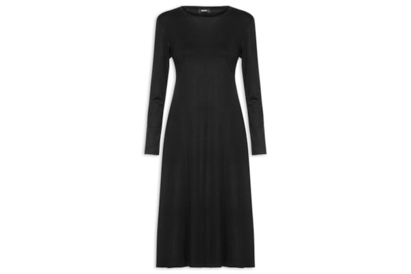 Vestido Midi Manga Longa - Preto