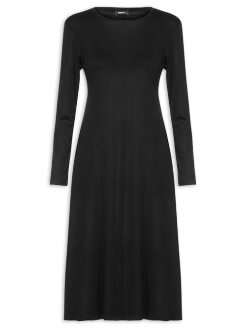 Vestido Midi Manga Longa – Preto
