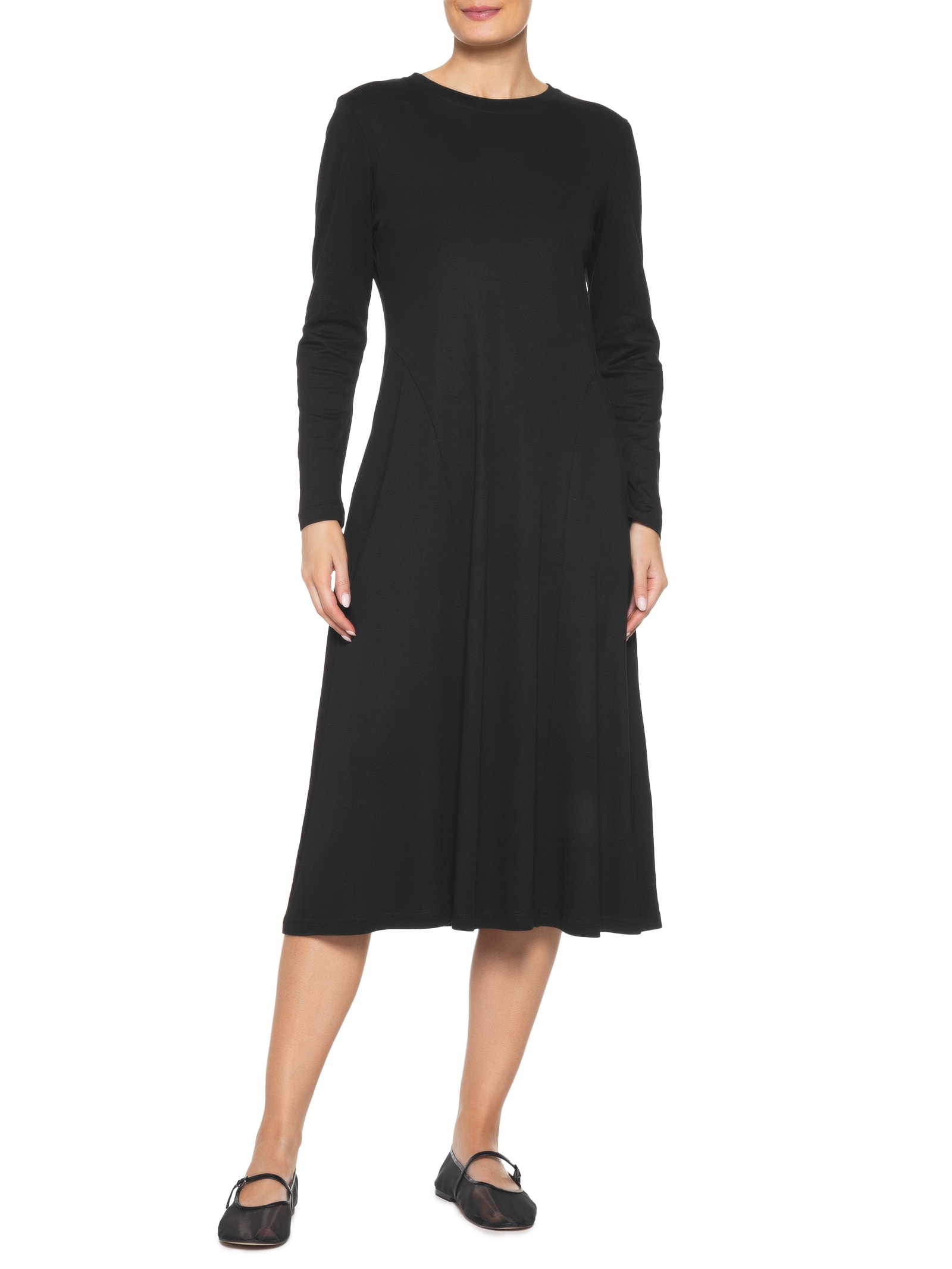 Vestido Midi Manga Longa Preto Basiq