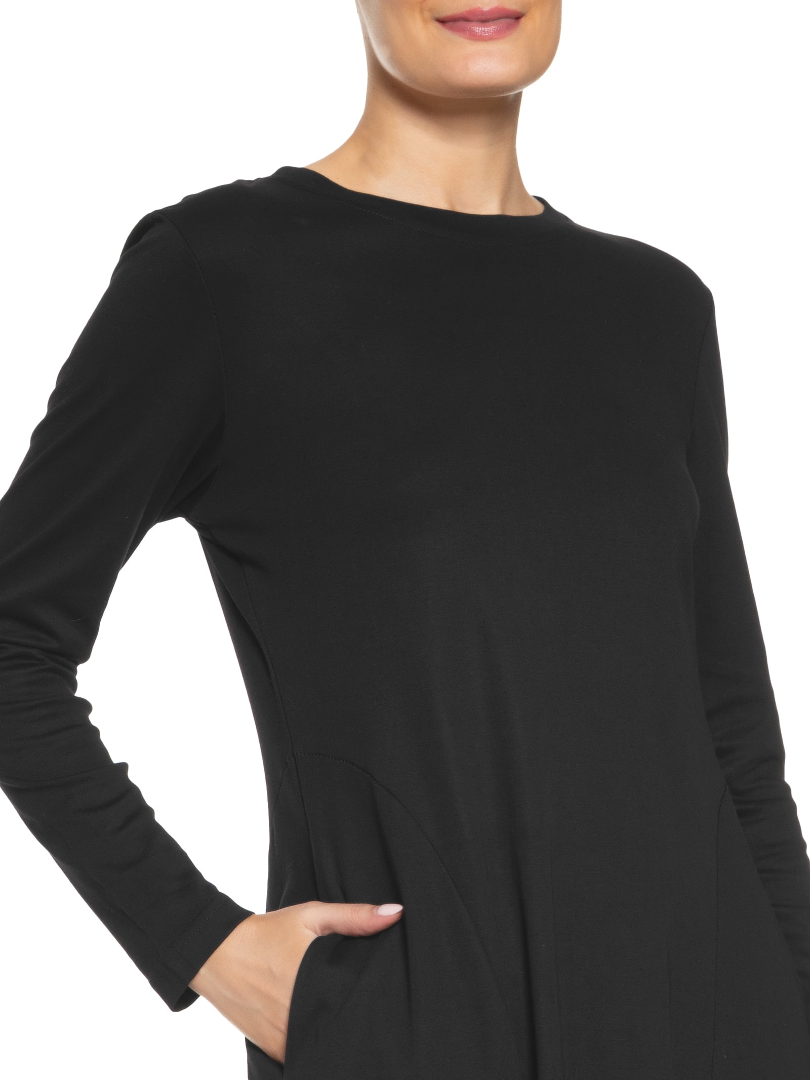 Vestido Midi Manga Longa Preto Basiq