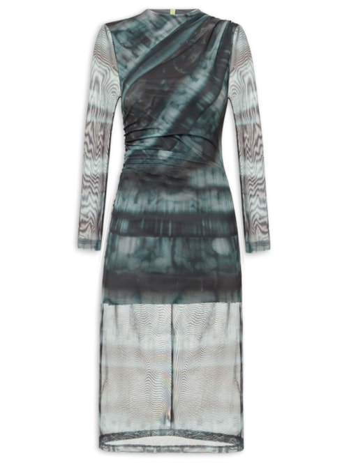 Vestido Midi Manga Longa - Preto