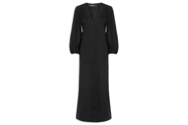 Vestido Midi Manga Longa - Preto