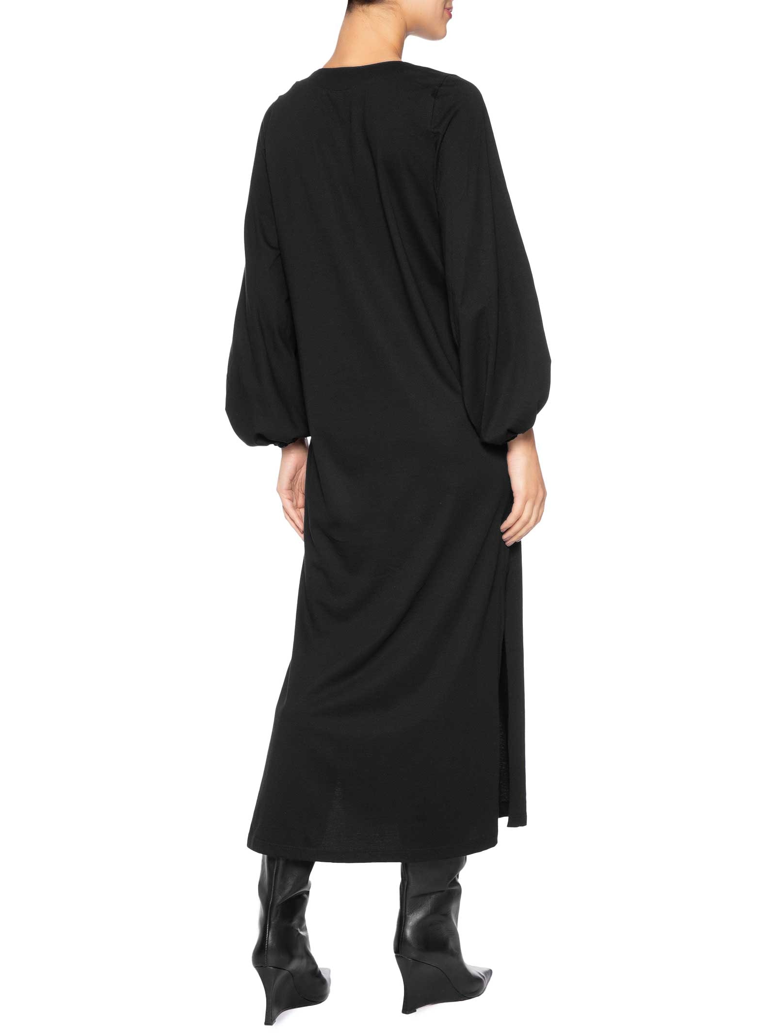 Vestido Midi Manga Longa Preto Animale