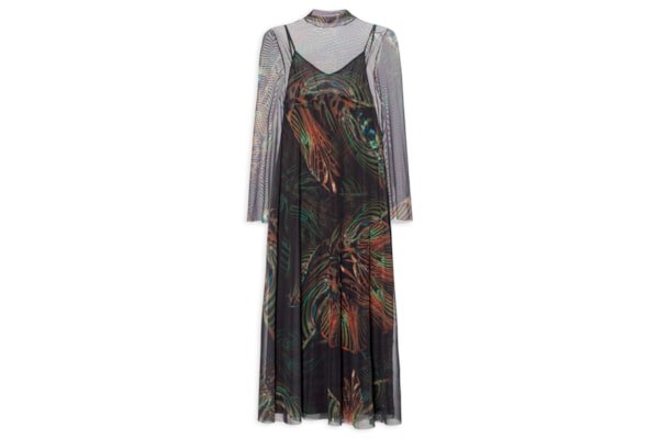Vestido Midi Manga Longa Tule Pupa - Preto