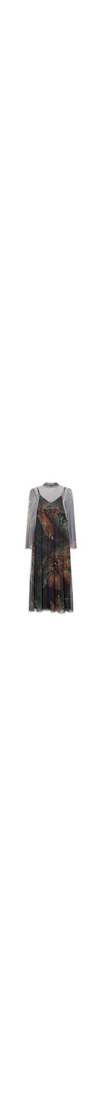 Vestido Midi Manga Longa Tule Pupa - Preto