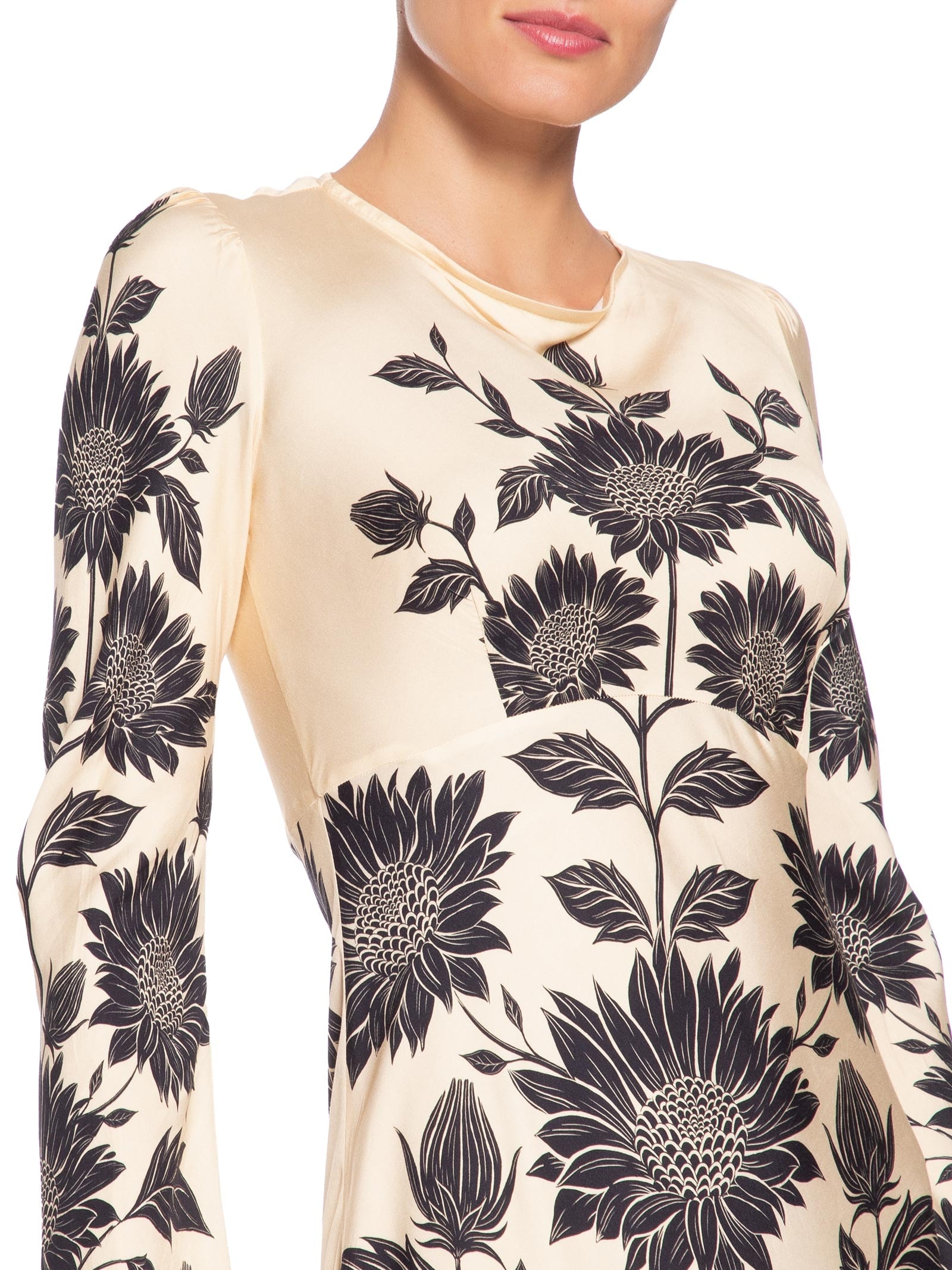Vestido Midi Manga Maria Lia Bege Farm