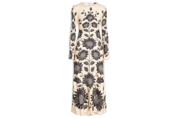 Vestido Midi Manga Maria Lia - Bege