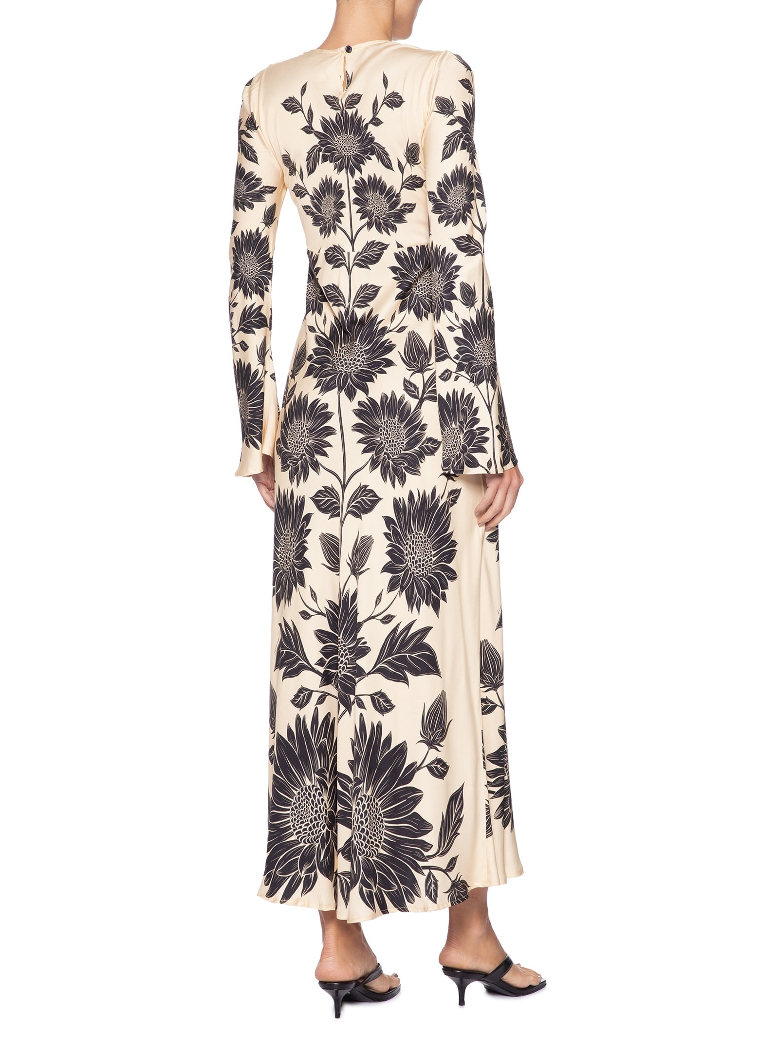 Vestido Midi Manga Maria Lia Bege Farm