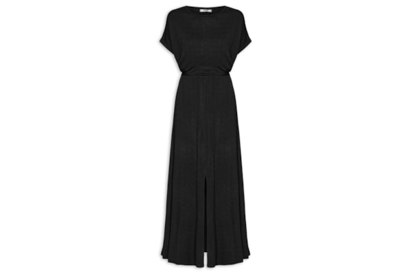 Vestido Midi Manga Morcego Transpassado - Preto