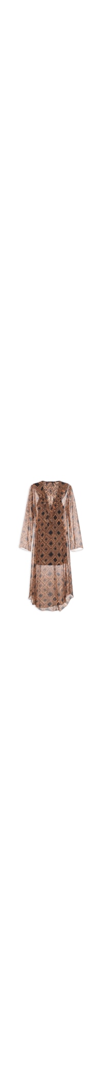 Vestido Midi Manga Textura Taipas - Marrom