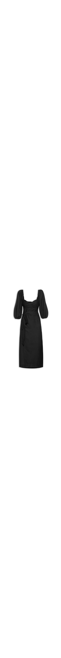 Vestido Midi Mangas Bufante - Preto