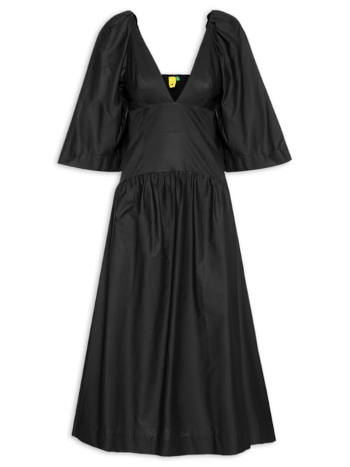Vestido Midi Mangas – Preto