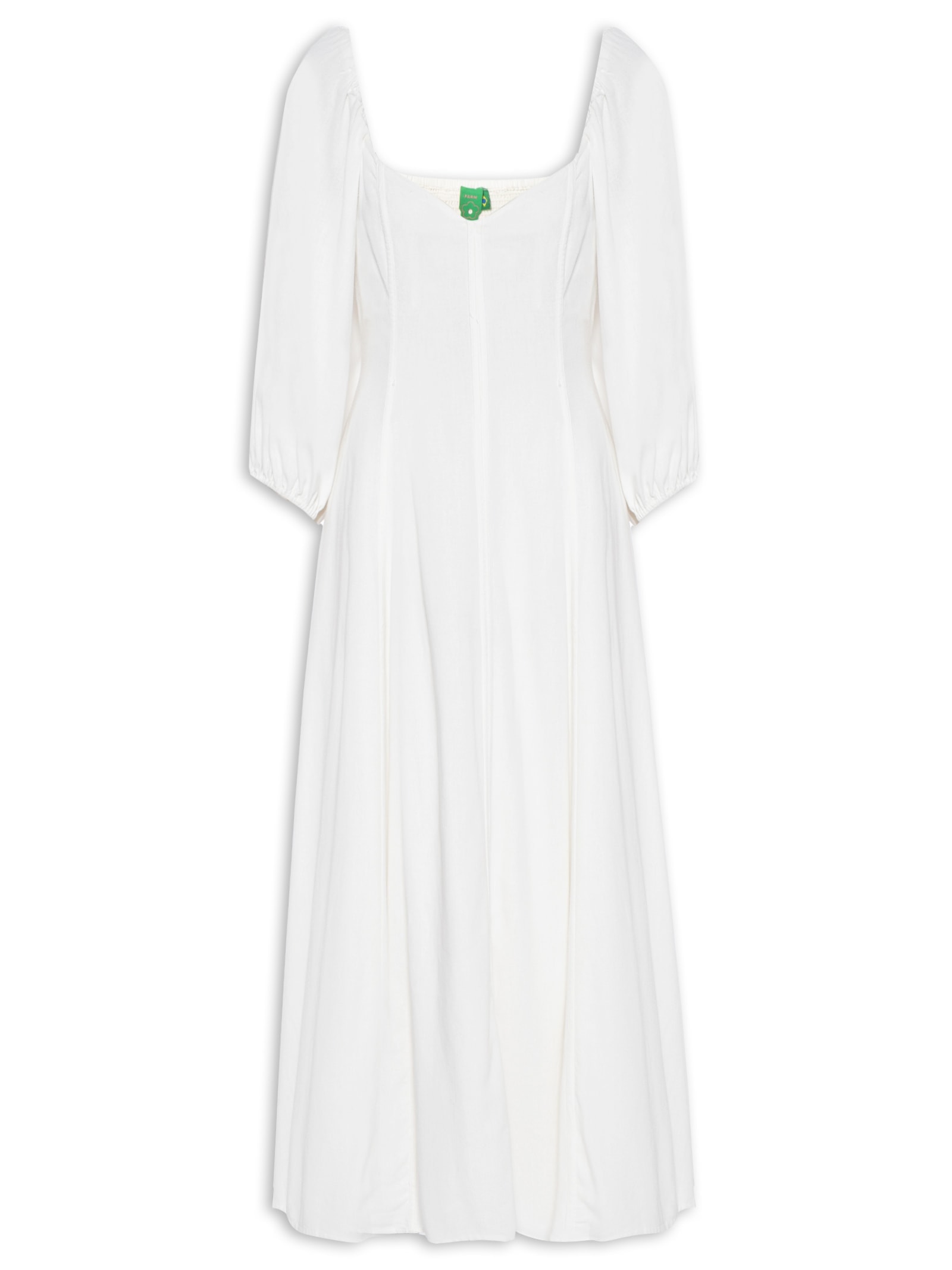 Vestido Midi Mangas Viés Branco Farm
