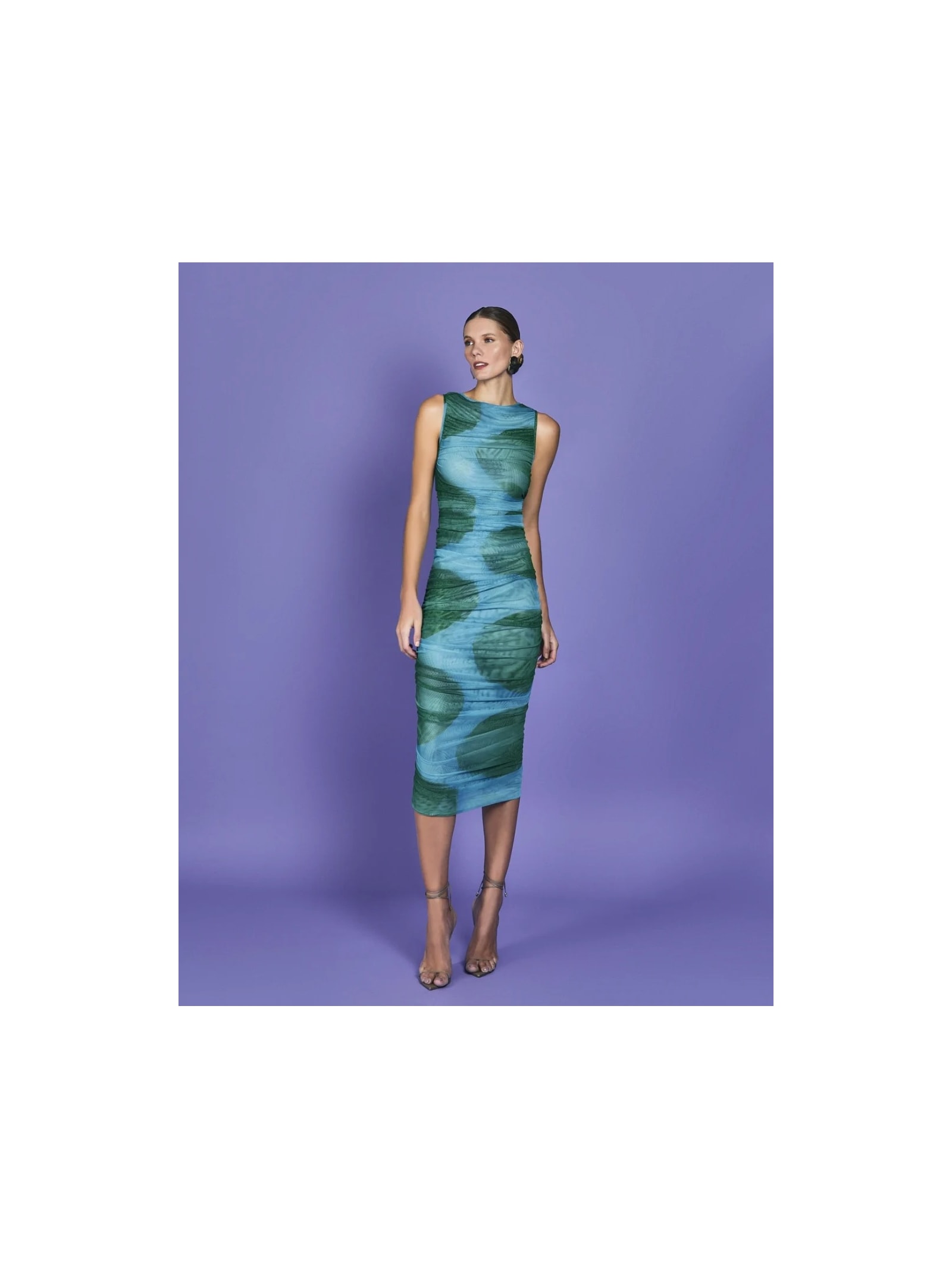 Vestido Midi Mareh Caravela Verde e Azul Shop Ginger