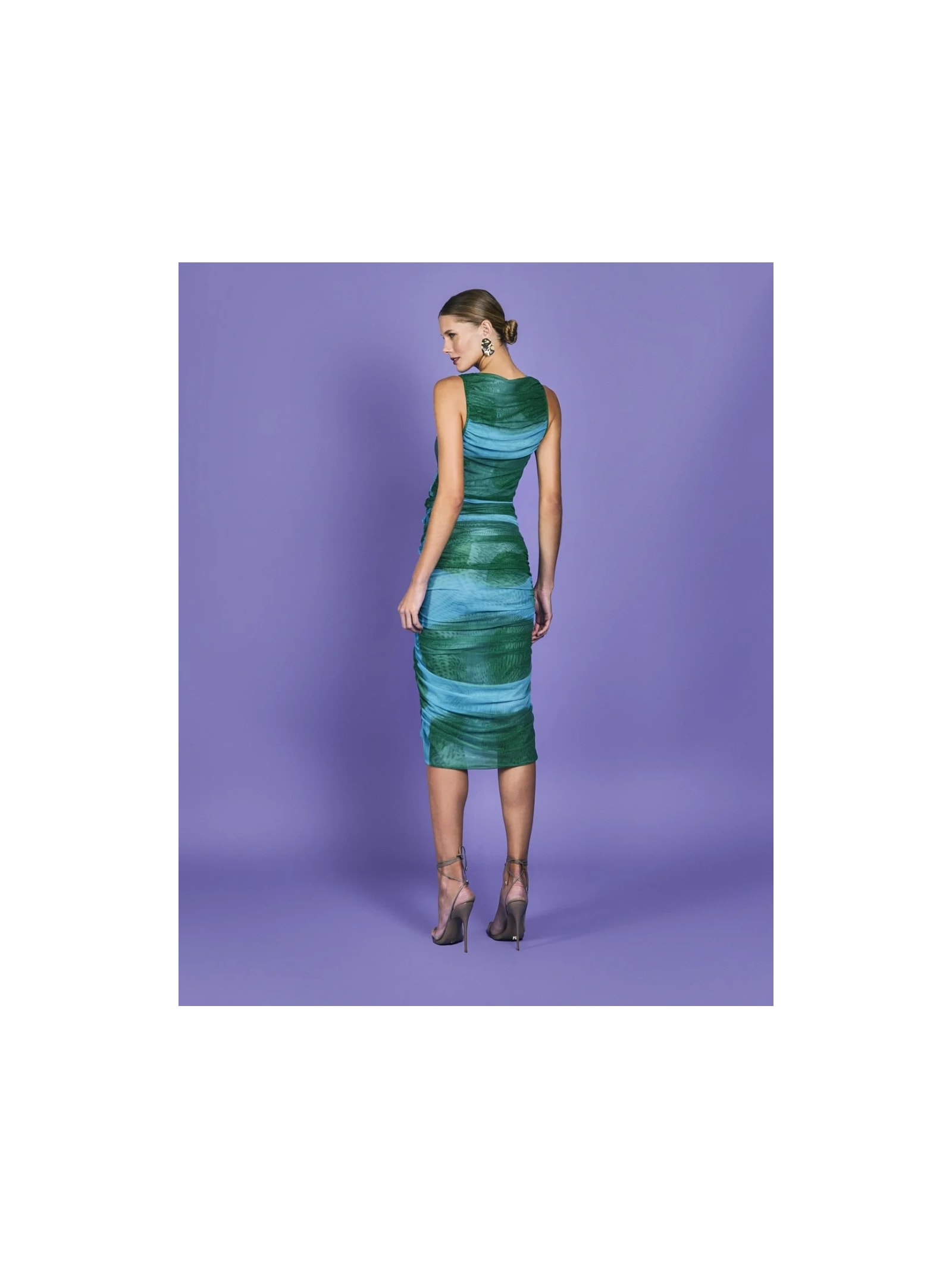 Vestido Midi Mareh Caravela Verde e Azul Shop Ginger