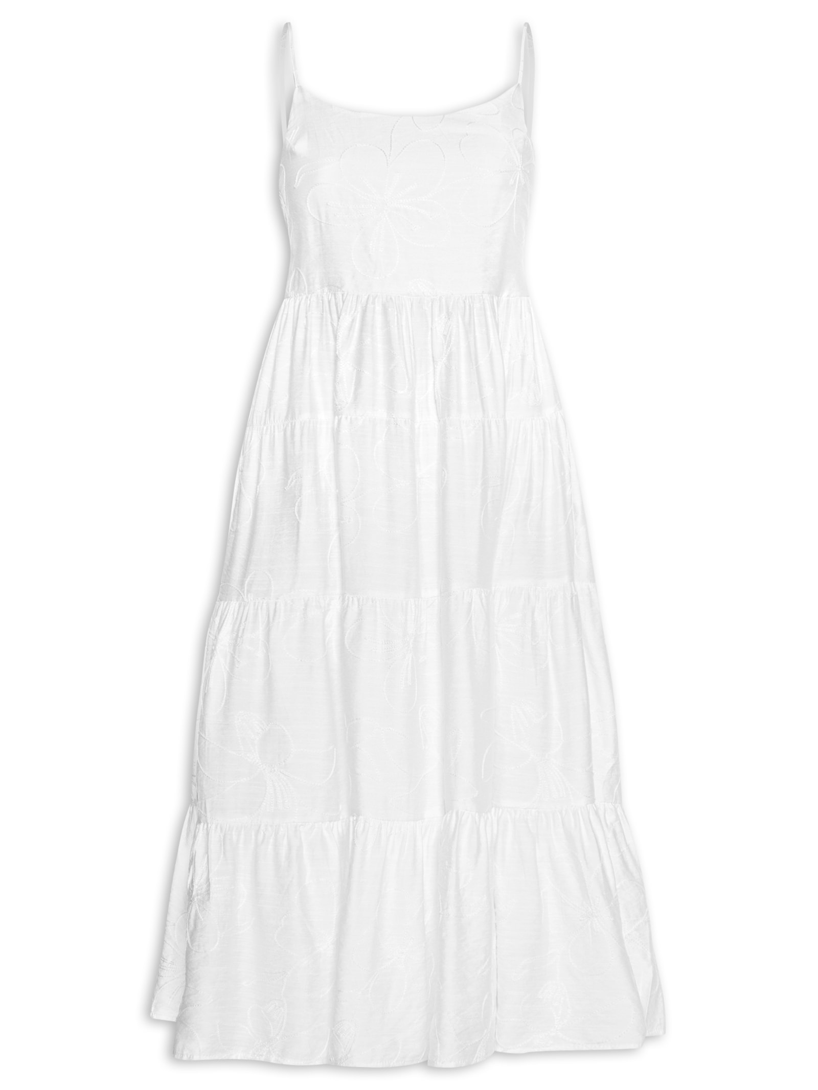 Vestido Midi Marias Bordado Branco Basiq